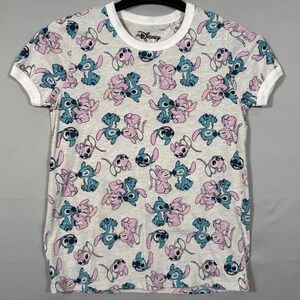 Disney Girls Teen Lilo & Stitch shirt Blue White, Pink Chest 32" Length 24" Love